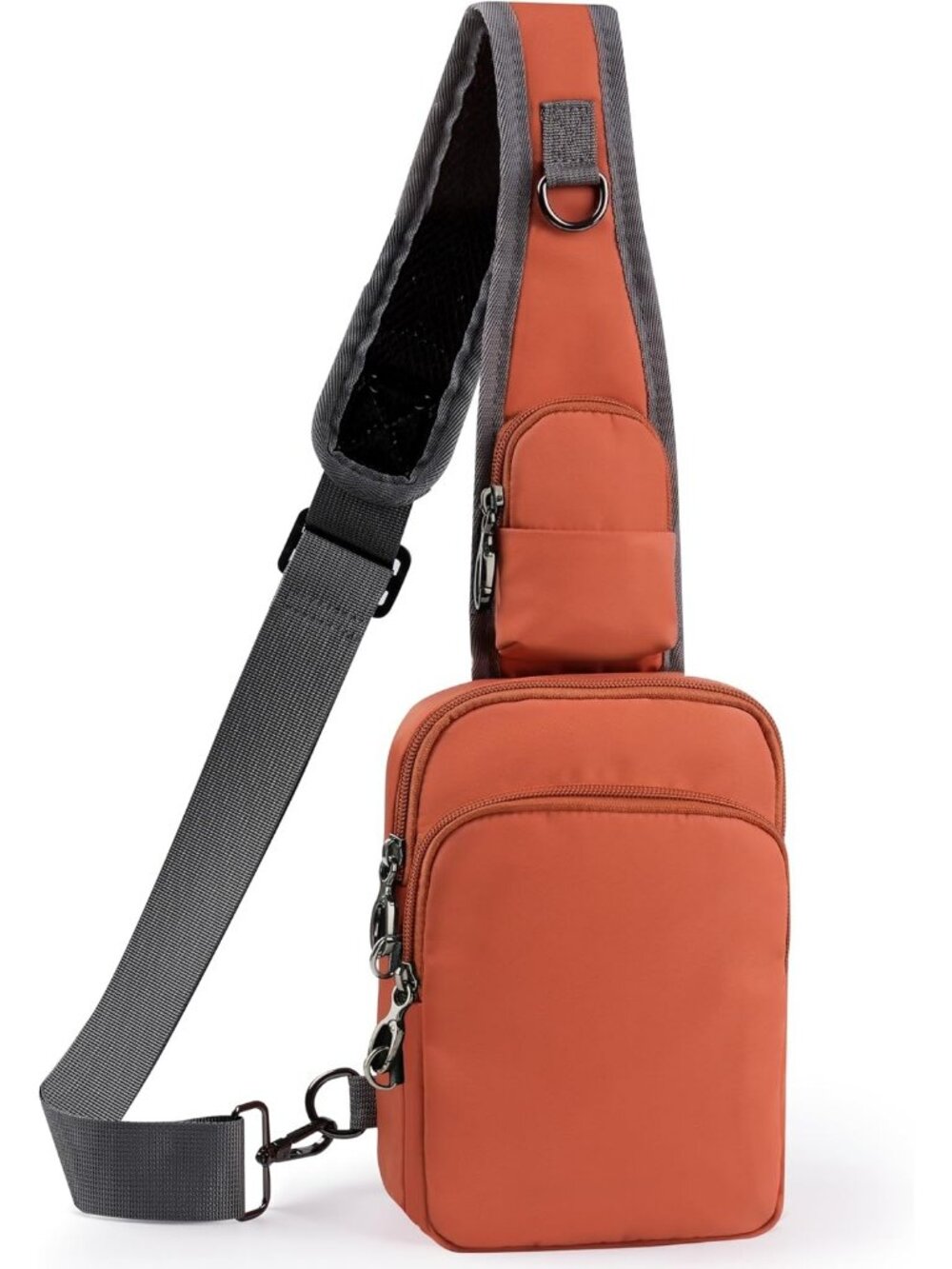 Men's Orange Sling Crossbody Bag RFID Water Resistant Waist Pack With Zipper
